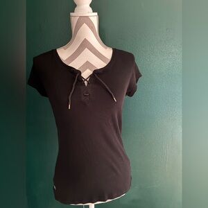 Vintage Ralph Lauren Black Lace-Up Women's Top